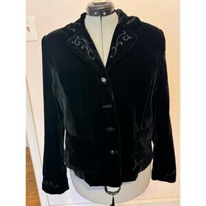 JM Petite Collection Women’s Black Velvet Blazer Jacket Size 12P